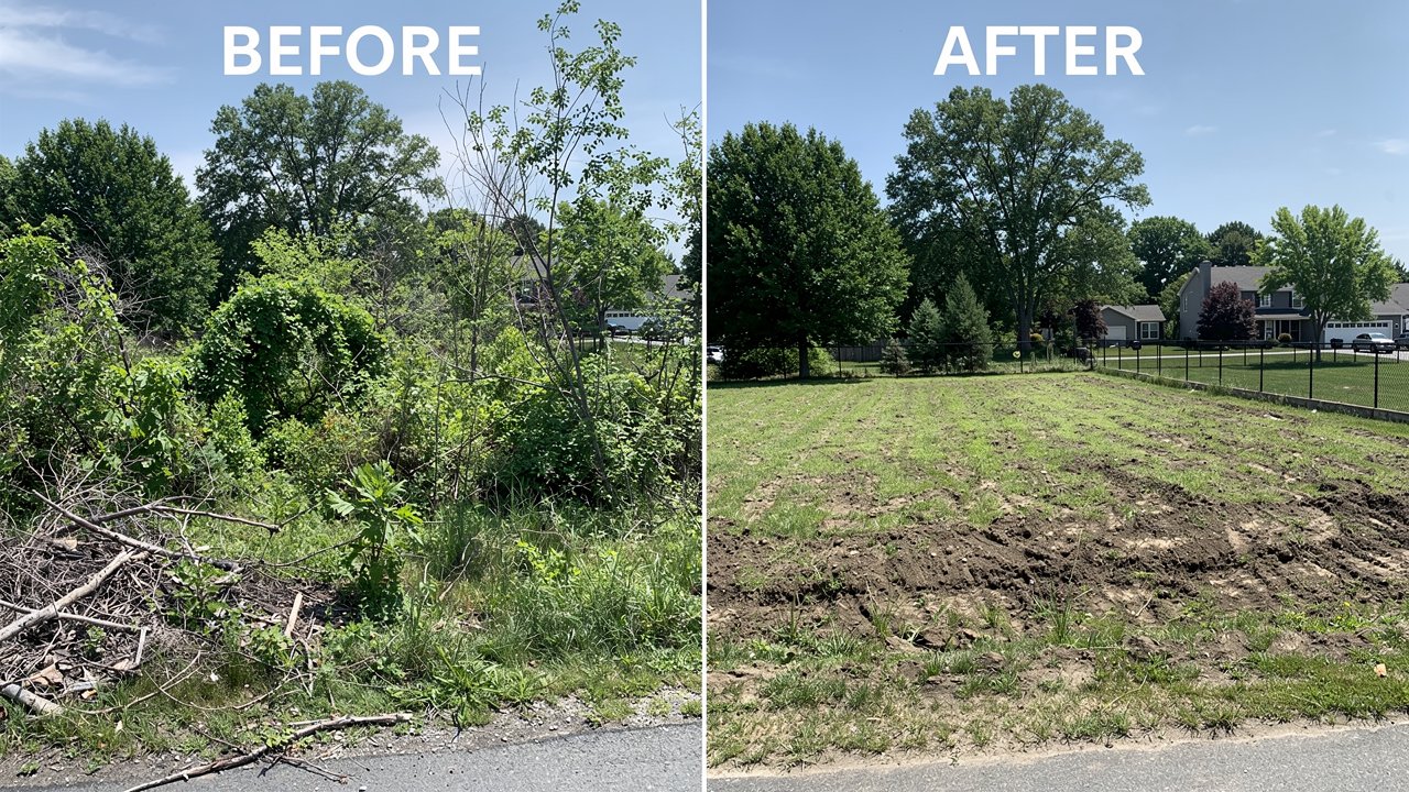 Before and after land clearing project in Connecticut