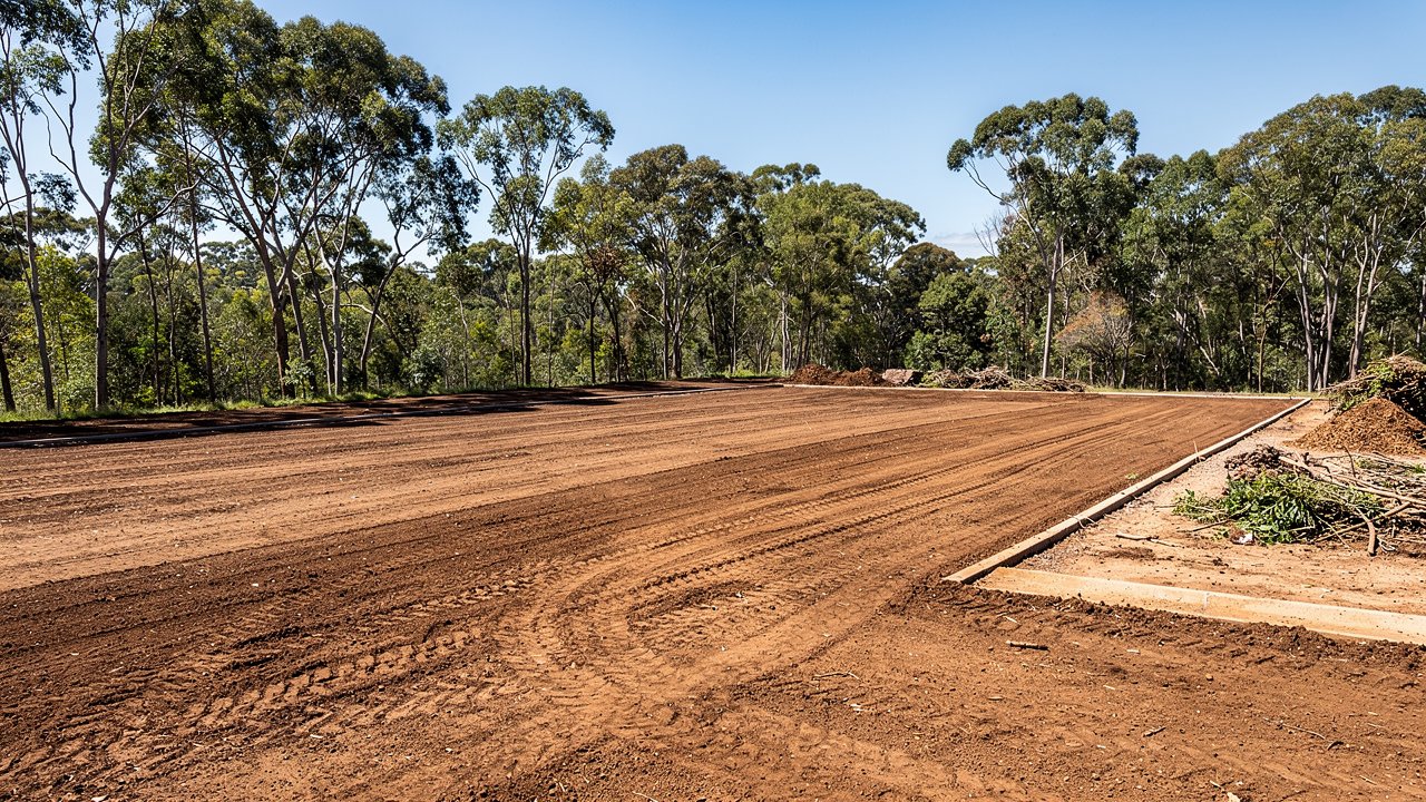 Cleared and graded lot prepped for construction